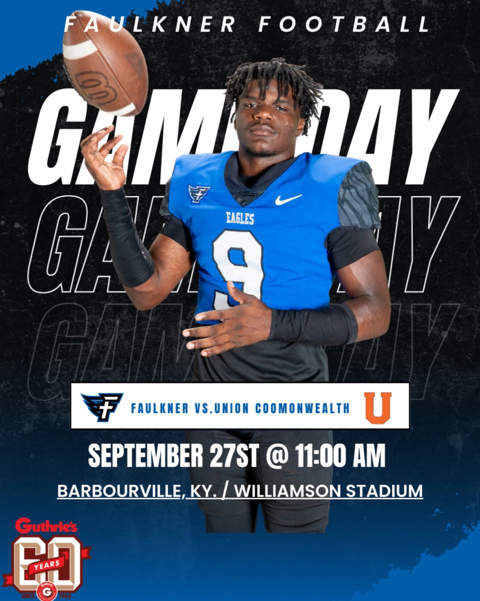 The Eagles hit the road again for an early morning kickoff!

Faulkner vs. Union Commonwealth
 
📍 Barbourville, Ky. / Williamson Stadium
📺 youtube.com/watch?v=jOWc5C…
📊 faulknereagles.com/sidearmstats/f…