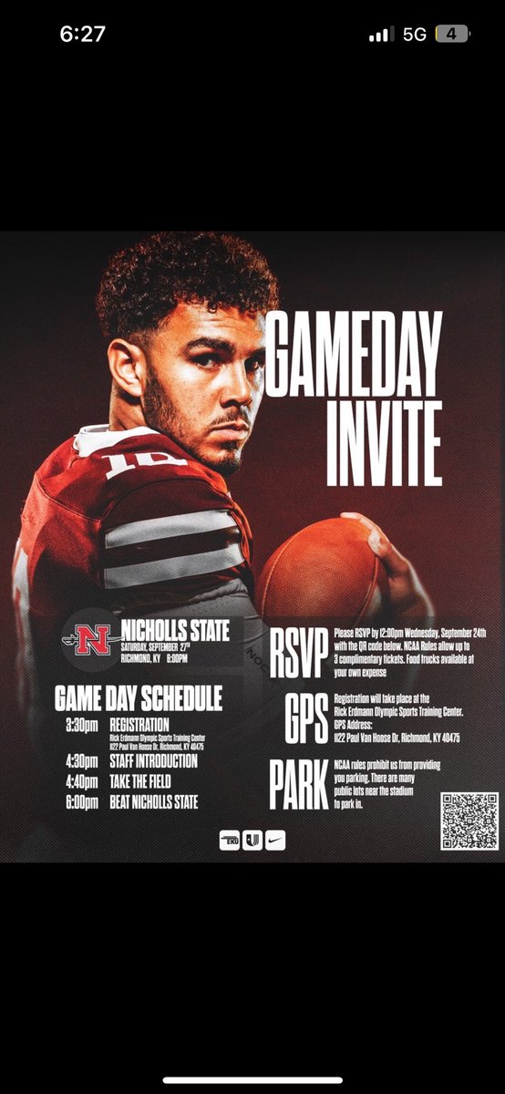 I will be at a game day vist for Eastern Kentucky‼️