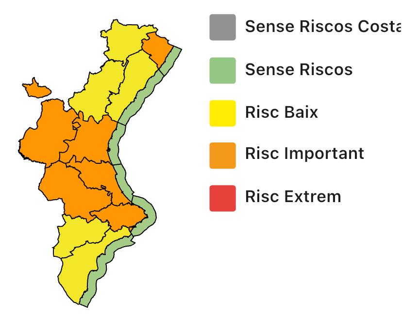 ⚠️El CCE emite un boletín de fenómenos meteorológicos con avisos por lluvias y tormentas para el lunes 29 y el martes 30 de septiembre en el que establece:

🟠Alerta naranja:
🌧️Por lluvias en toda Valencia, litoral norte de Alicante
🌧️⛈️Por  lluvias y tormentas en el litoral