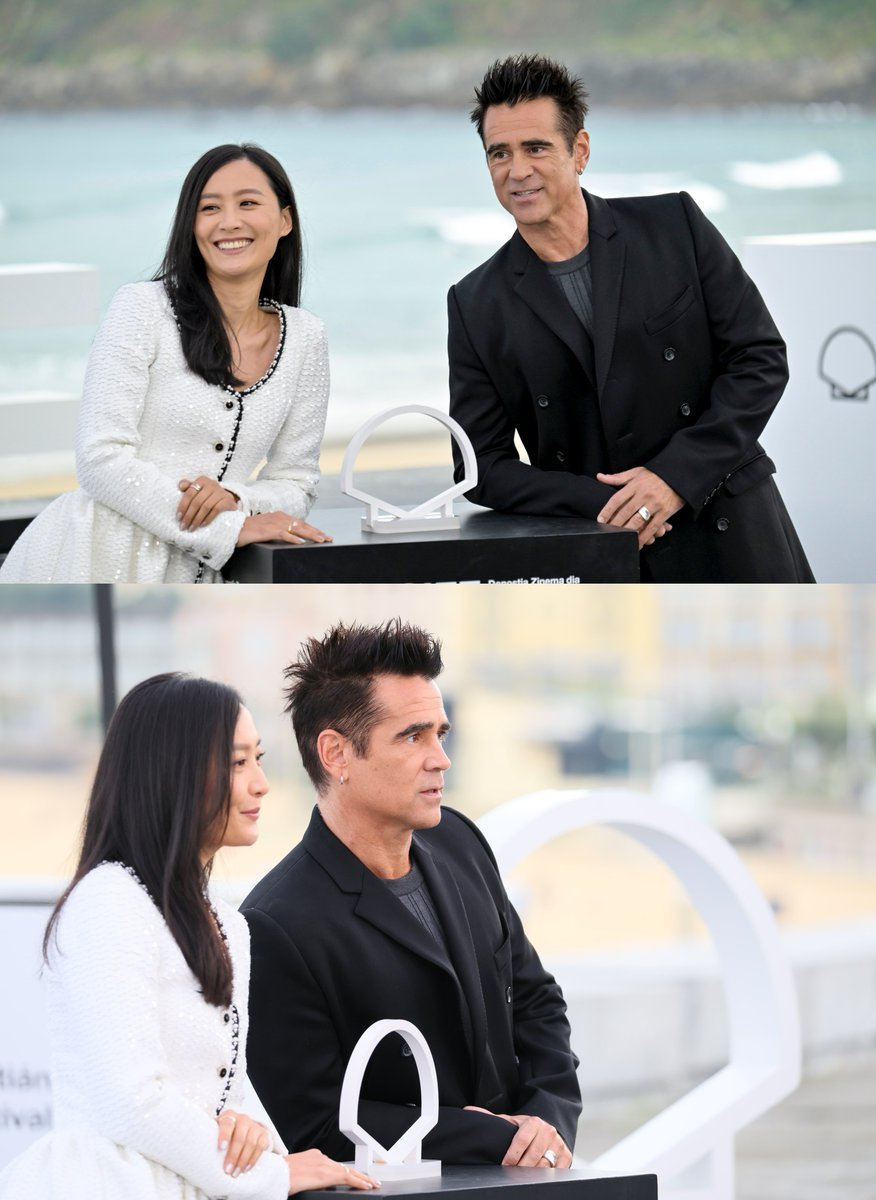 CFarrellUpdates's tweet image. Colin Farrell and Fala Chen at the &quot;Ballad of a Small Player&quot; photocall during the 73rd San Sebastian International Film Festival
September 25, 2025 
#ColinFarrell #BalladofaSmallPlayer