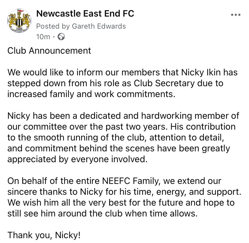 Newcastle East End FC tweet media