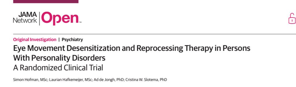 A new randomized clinical trial evaluated the effectiveness of standalone #EMDR therapy in the treatment of #personality disorder (PD)s. The results demonstrated significant reductions in PD symptom severity post-treatment and at 3-month follow-up, with diagnostic remission