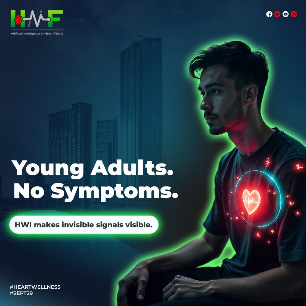 HaifTech's tweet image. Young adults. No symptoms. Unexpected changes in how we feel. HWI helps make heart wellness insights more accessible. #HeartWellness #Sept29

#HAIF #WorldHeartDay #HeartFailureAwareness #BreakTheSilence  #TogetherWeLaunch #InnovationForHearts #NewBeginnings