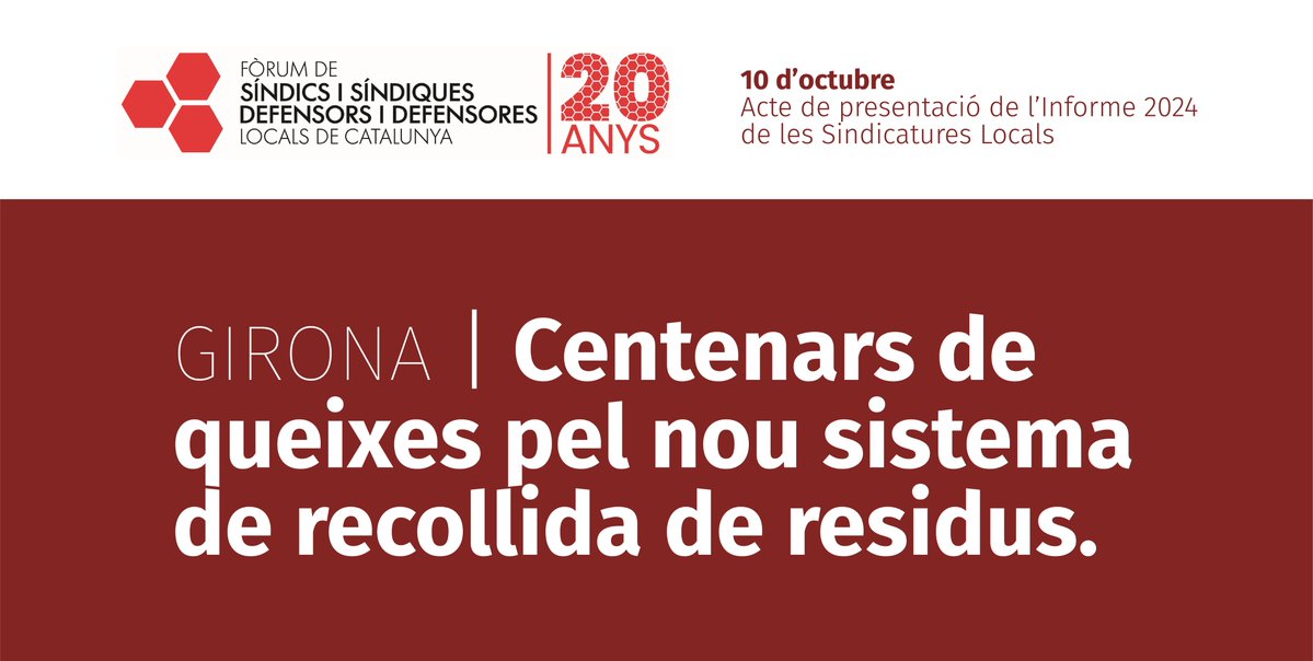 👉🏼Un exemple de com els síndics locals detecten problemes i proposen solucions.

El 10 d'octubre: Acte de presentació de l'informe 2024 de les Sindicatures Locals

👉🏼 alcaldes.eu/event/acte-de-…