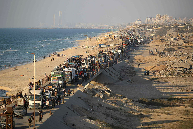 This picture from Eyad Baba from Gaza City <a href="/AFPphoto/">AFP Photo</a> says so much: look at the chimneys in the background and the buildings near it - Israel's city of Ashkelon - what was once al-Majdal from which many Palestinians fled to Gaza in '48. Again, they won't have homes to come back to