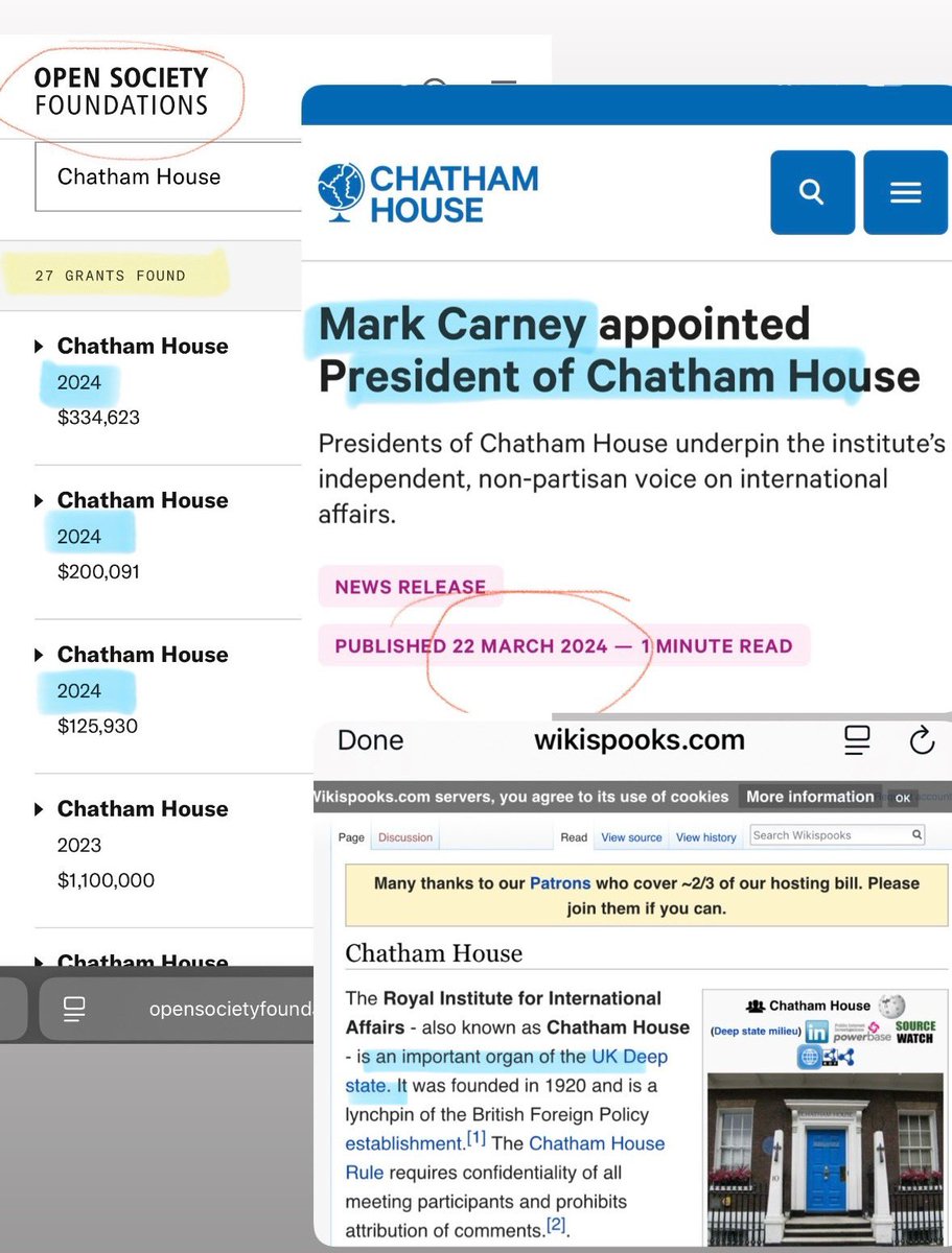 Once again, Mark Carney is HEAVILY linked with SOROS. Carney was President of the Secret elite club, Chatham House, who of course received FUNDING from SOROS just last year as well. This is how it works 👀