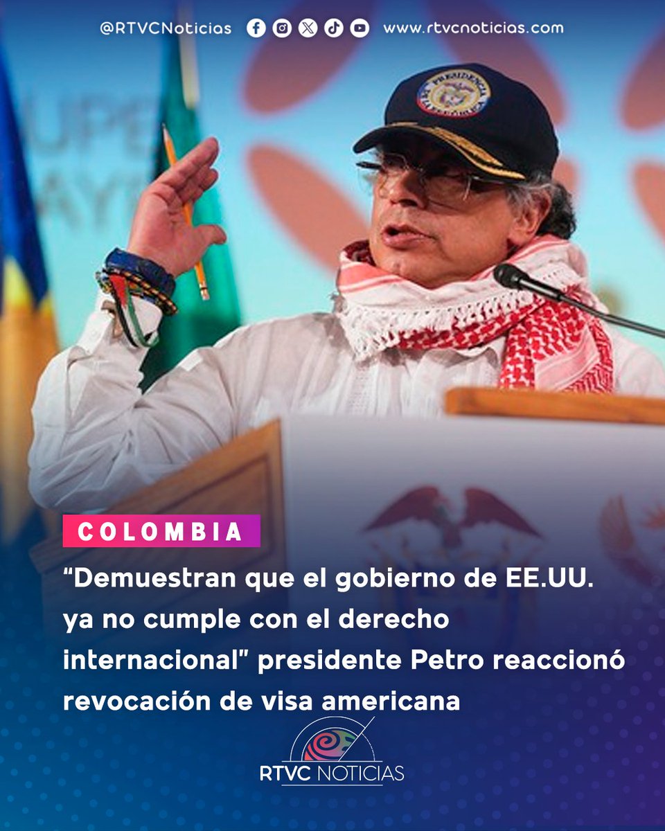 🇨🇴🇺🇸 El presidente <a href="/petrogustavo/">Gustavo Petro</a> rechazó la decisión del gobierno de Estados Unidos en revocar su visa americana. "Lo que hace el gobierno de EEUU conmigo, rompe todas las normas de inmunidad en que se basa el funcionamiento de las Naciones Unidas" señaló el mandatario, en su