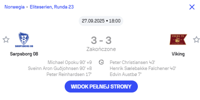 Niezłe frajerstwo walczącego od mistrzostwo Norwegii Vikinga.