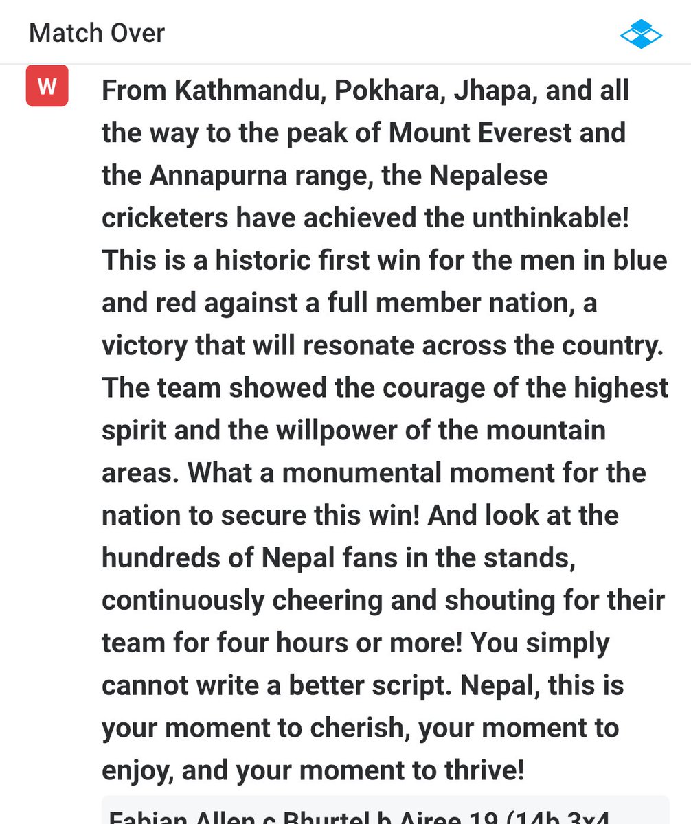 Thanks ESPNcricinfo team for praising us.