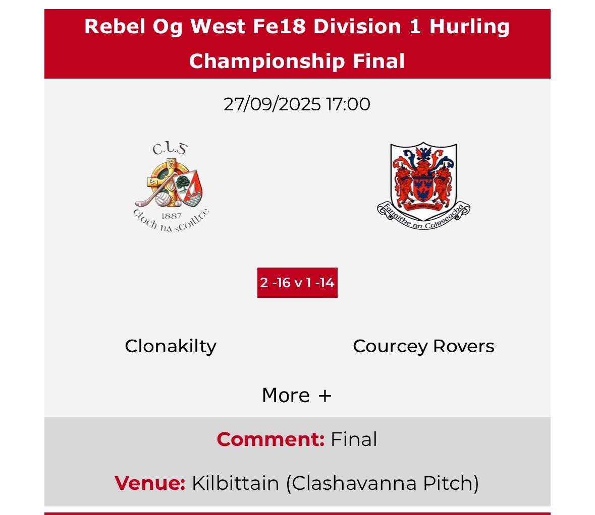 Congratulations to the Rebel Og West Division 1 Minor Hurling Champions, our very own Clonakilty Minors.