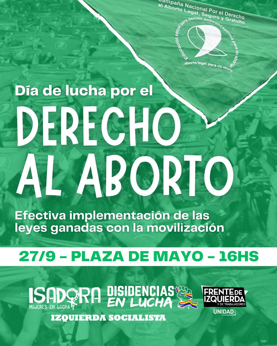 No nos pasamos tres pueblos
Nos mataron tres pibas

16hs - Plaza de Mayo junto a <a href="/CampAbortoCABA/">Campaña Nacional por el Derecho al Aborto- CABA💚</a> ronda verde por el día latinoamericano de lucha por el Derecho al aborto.

17hs - Marchamos al Congreso por Justicia por el FEMICIDIO de Morena, Lara y Brenda.