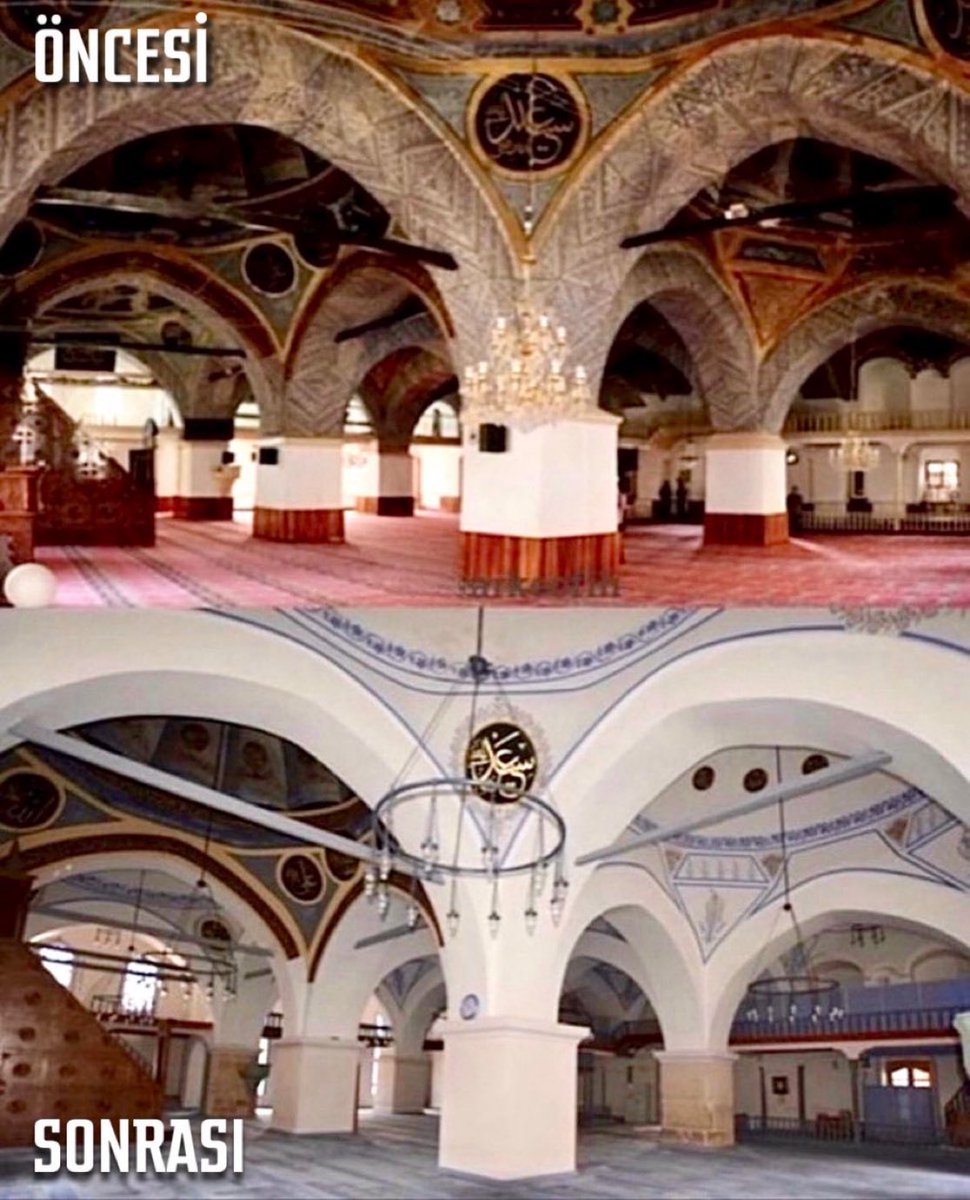 Kastamonu’da 1506 yılında inşa edilen Nasrullah Camii’nin restorasyon öncesi ve sonrası: