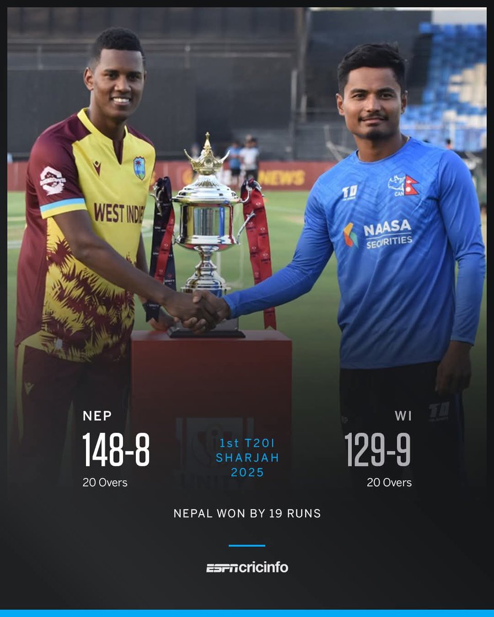 ओ हेल्लो जितियो है वेस्ट इन्डिज विरुद्धको T20I सिरिजको पहिलो गेम 😱
#JUSTWOW 😱