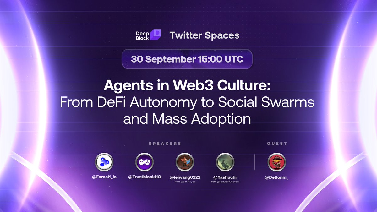 DeepBlockAI's tweet image. We’re talking agents that ship: interfaces, data, and culture.
With builders and special guest @DeRonin_
Sep 30, 15:00 UTC. Save your seat:
x.com/i/spaces/1BRJj…