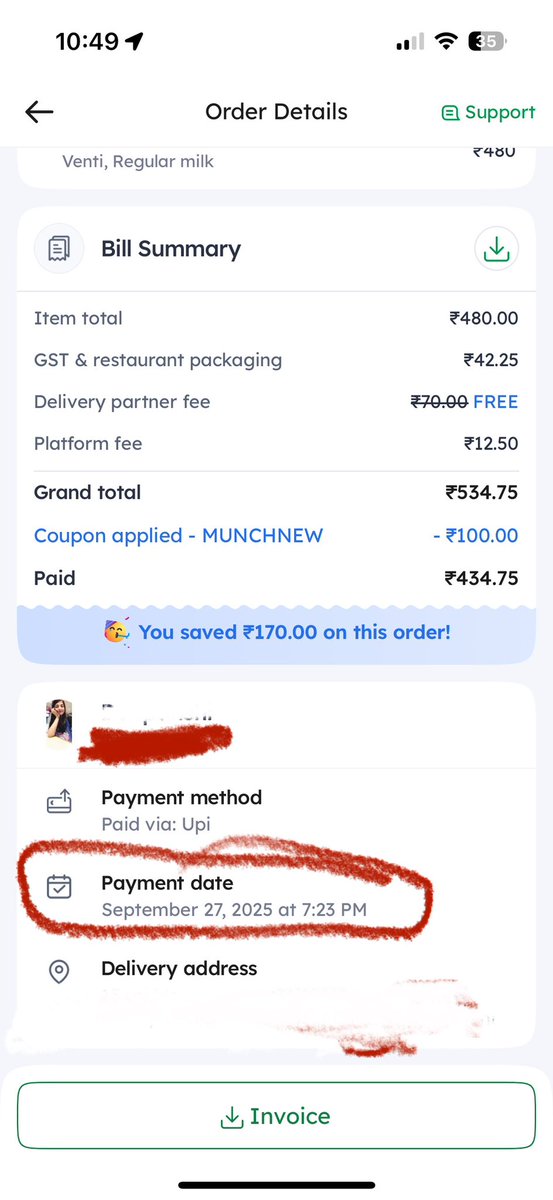 indianalways02's tweet photo. @zomatocare Sharing this for reference on the delay. The pictures for leaky packaging were already shared above. https://t.co/KgWtfPFFYC