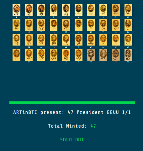 SOLD OUT! 🇺🇸 We’re already ranked #26 on Magic Eden in just 1 day! Big announcements coming soon for the 2nd collection — including an exclusive airdrop for all 47 Presidents holders!
Hey holders! Don’t forget to follow and drop your wallet address — big things coming soon!