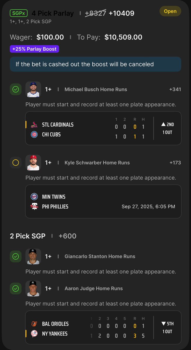 THREE SWINGS DOWN..

Buckle tf up, who’s riding??

Kyle Schwarber for $10,000!!

Will give four people $50 if we cash..

LIKE/RT to enter! Must also be following me.