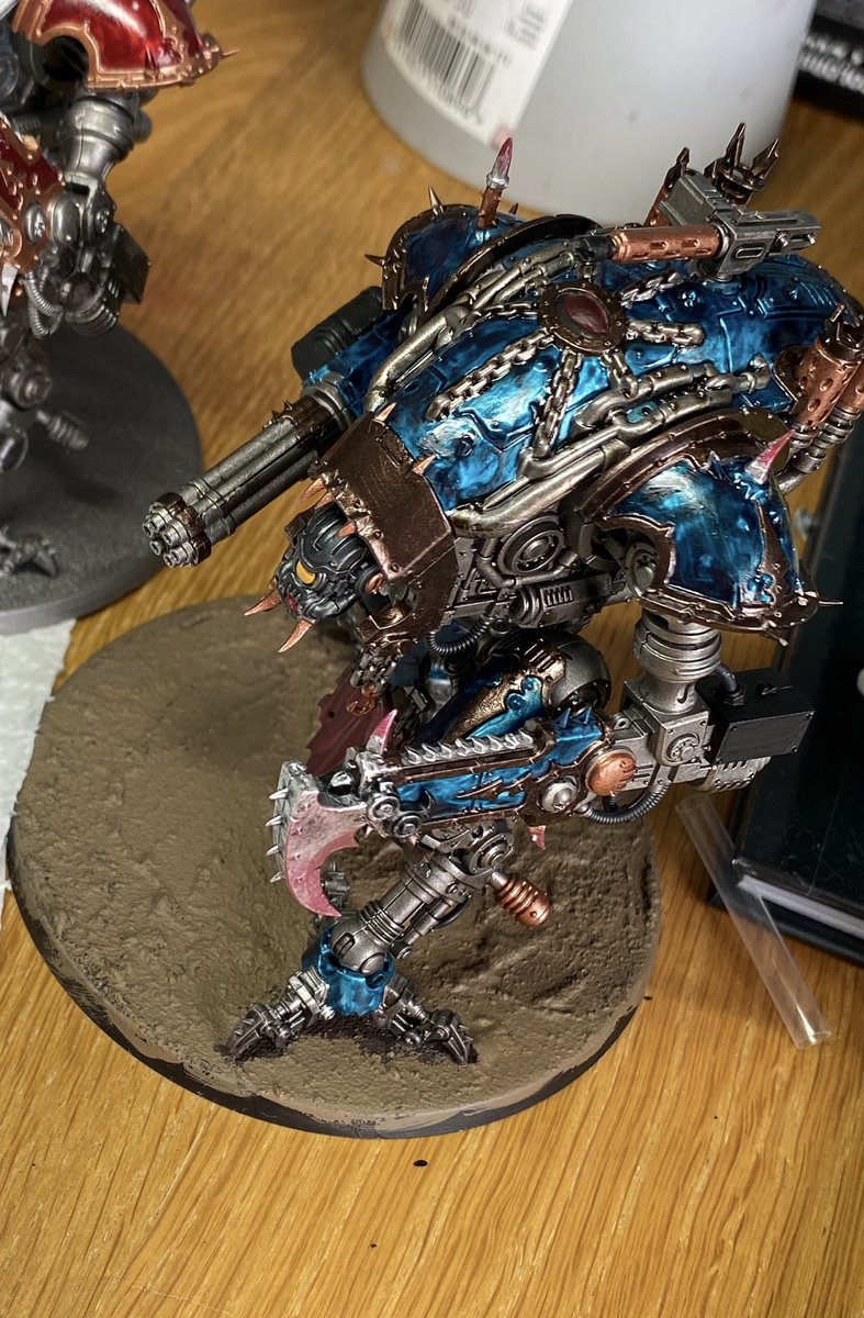 AverageCall's tweet image. My work in progress for the day, Chaos Knight War Hound #warhammer40k