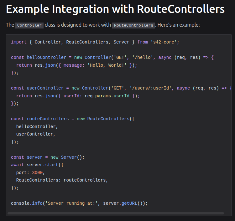 s42core's tweet photo. RouterController with s42-core!

#s42core #bunjs #typescript https://t.co/kqbF5k6HlY
