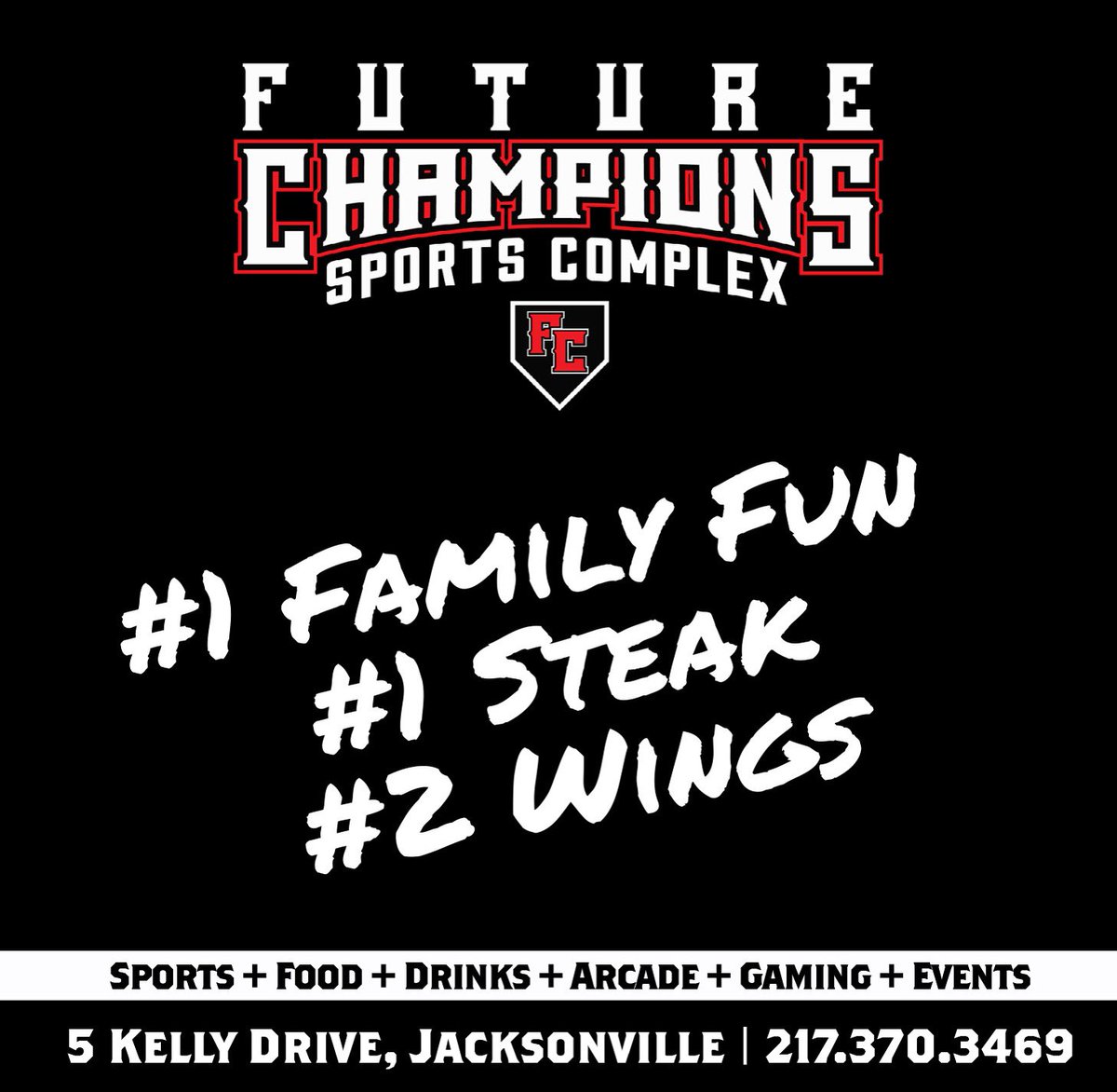 Thank you, JJ-C readers, for the Future Champions love! 🥰 We are thrilled to be recognized as the top Family Fun Destination again this year. 🏟️🎉👾 We are proud to serve the #1 voted steak and some pretty awesome wings! 🥇🥇🥈 #FutureChampions #JacksonvilleIL #ReadersChoice2025