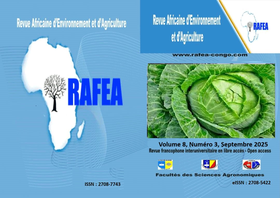 MinenguMayulu's tweet photo. Le Comité de Rédaction de la Revue Africaine d'Environnement et d'Agriculture (RAFEA) a le plaisir de vous annoncer la publication en ligne (https://t.co/hHqZBad4jT) de son Numéro 3, Volume 8, ce samedi 27 septembre 2025.
Le prochain numéro sera mis en ligne en décembre 2025. https://t.co/VdLWvjEck3