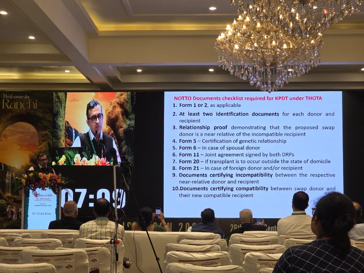 Honoured to be speaker in ISNEZ Ranchi on National Swap Transplantation program ⁦<a href="/NottoIndia/">NOTTO</a>⁩ ⁦<a href="/IndiaSoTx/">Indian society Organ Transplantation</a>⁩