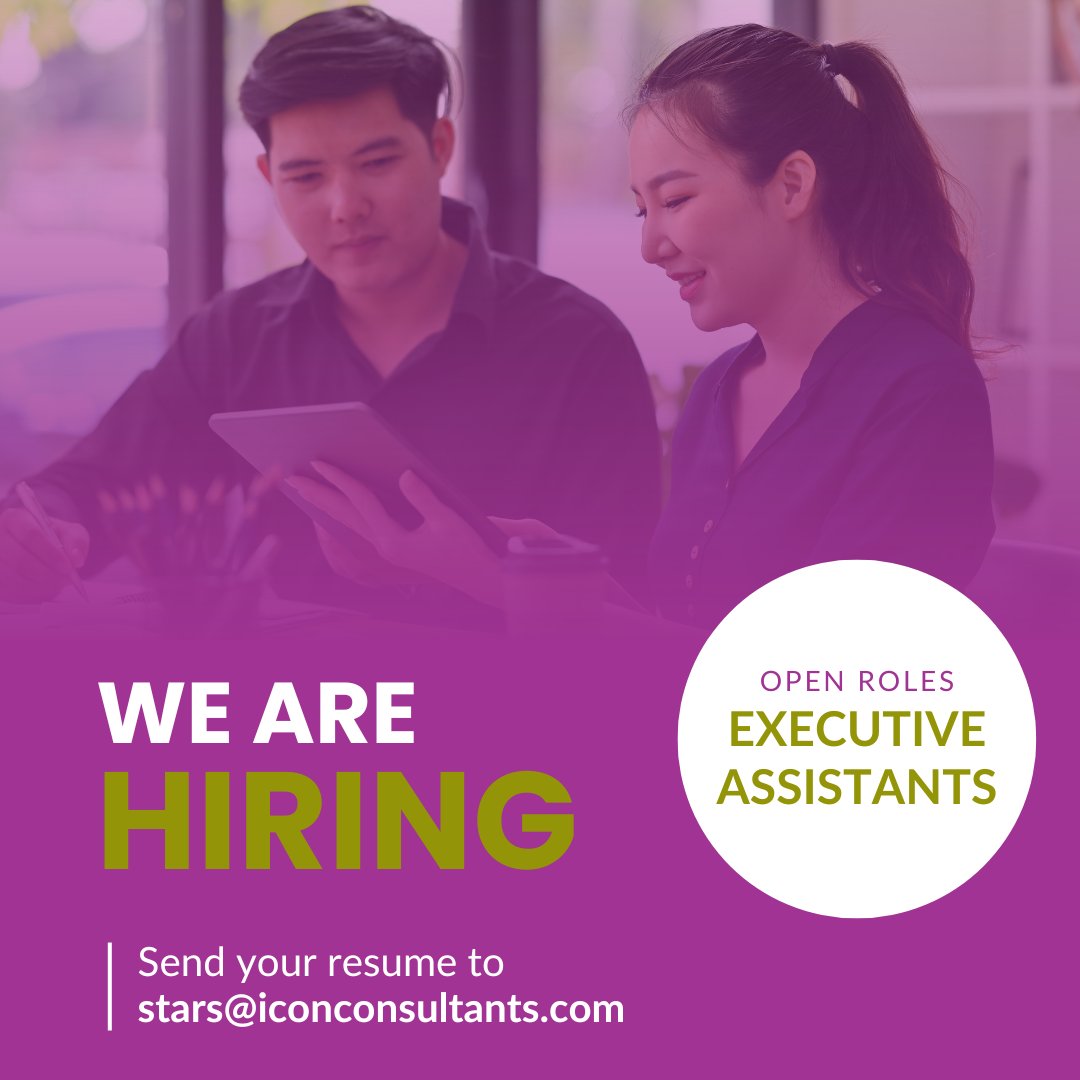 WorkWithIcon's tweet image. We are looking for Executive Assistants. Here's what you need to know:
▪️Bachelor’s degree in related field
▪️Five years of EA experience is required
Apply online at: hubs.la/Q03JZf-30
#hiring #jobsearch #executiveassistant #executiveassistantjobs #administrativejobs