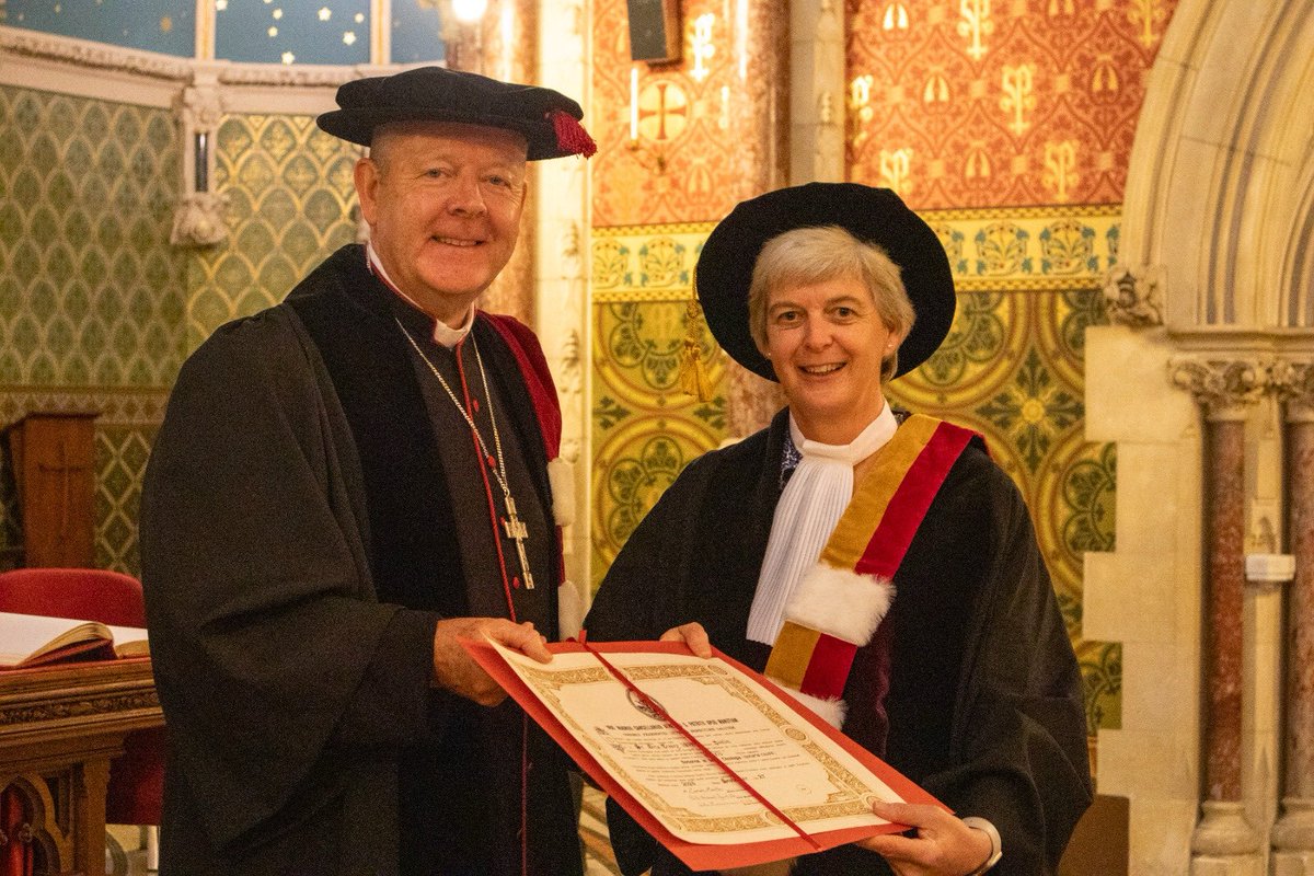 CatholicBishops's tweet photo. A wonderful day at St Patrick’s Pontifical University @StPatsMaynooth as @ArchbishopEamon awards Sister @orlamtreacy IBVM with an honorary doctorate degree in #theology “in recognition of her significant contribution to education, social justice and women’s rights across the world.”