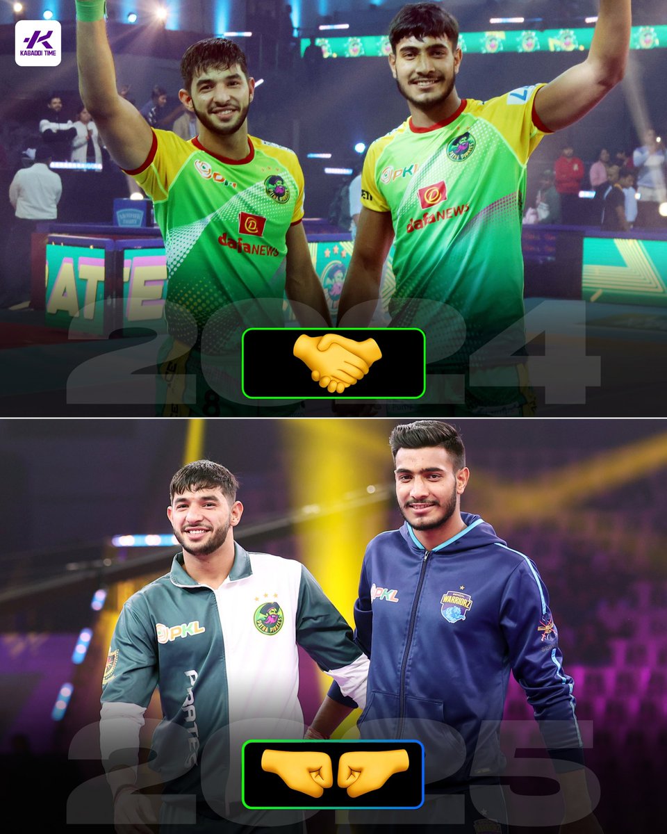 Kabadditime's tweet image. From teammates to rivals 💙💚

#ayanlohchab #devankdalal #kabadditime