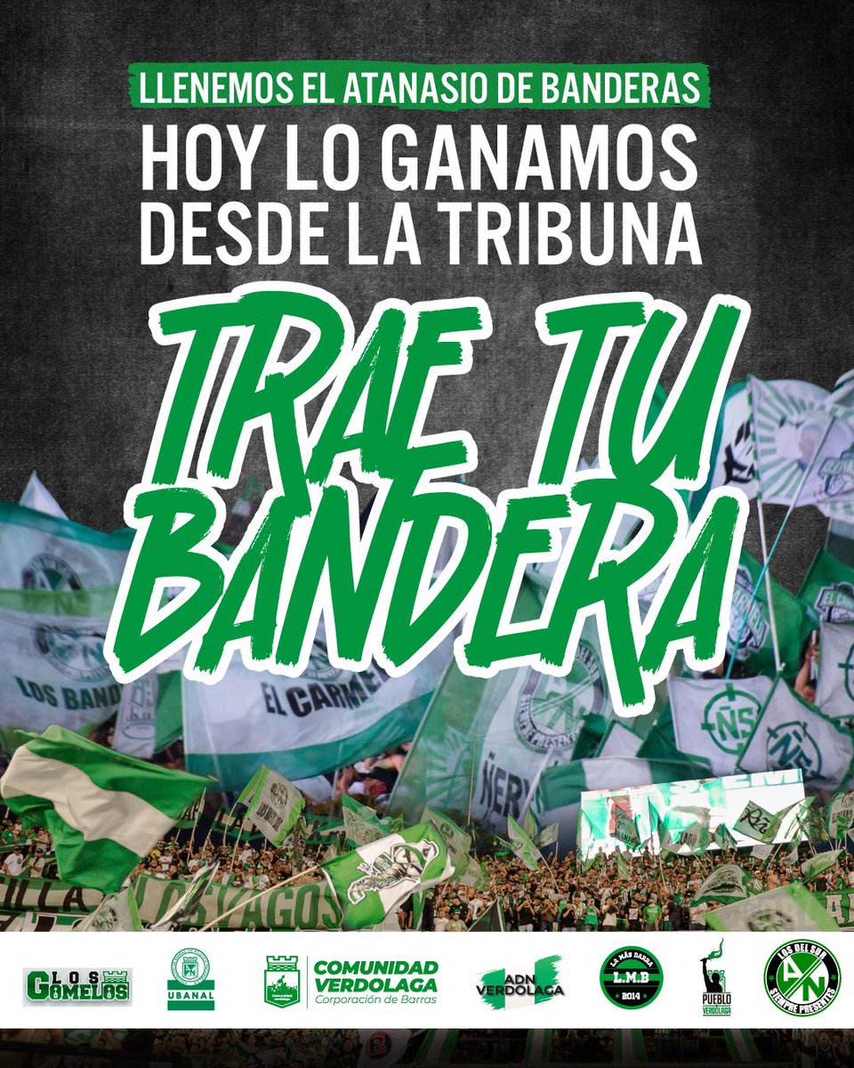 Llenemos el Atanasio de banderas ¡Lleva la tuya! 
Desde la tribuna lo empezamos ganando ¡Vamos Nacional🇳🇬!