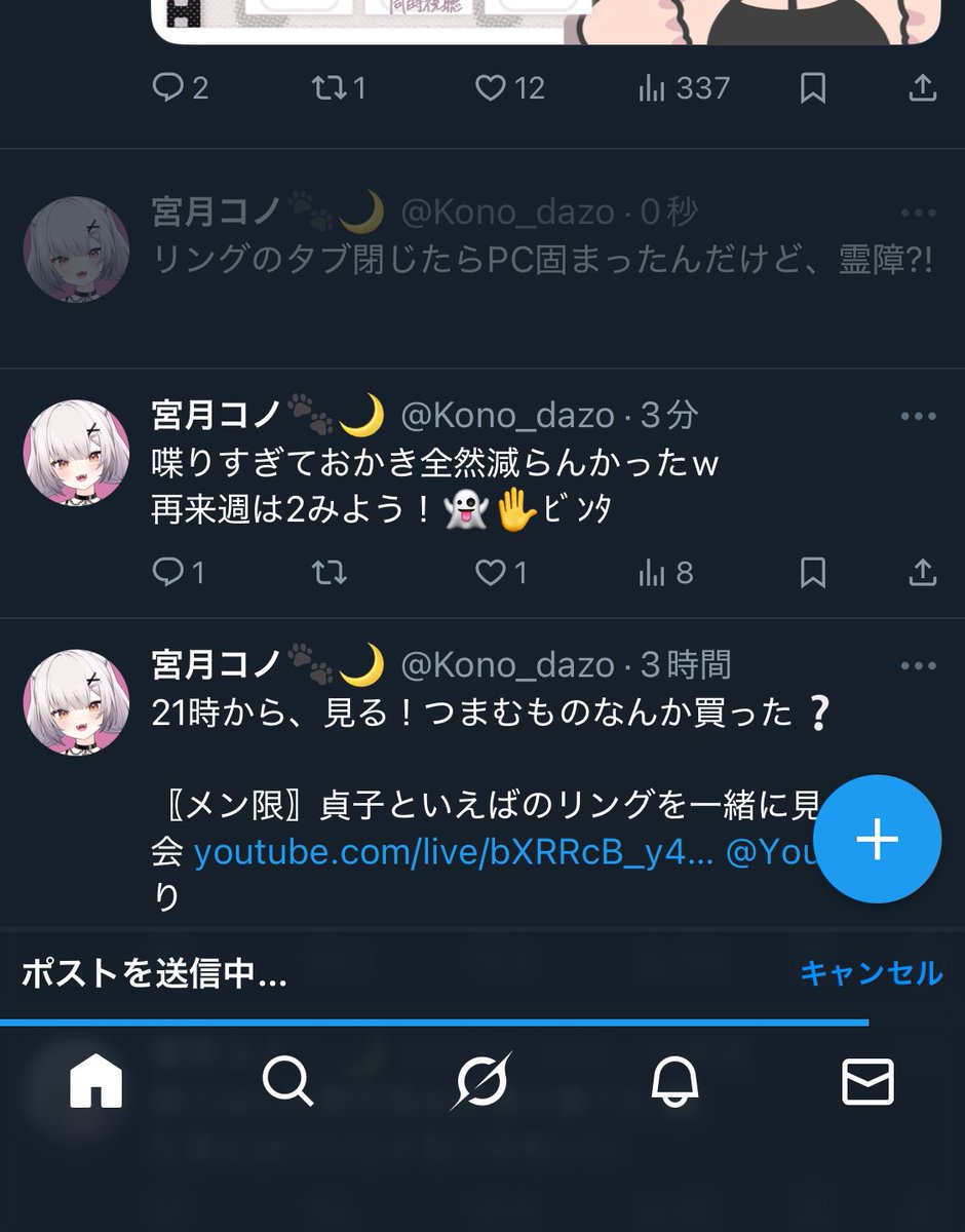 ポストも送信できない、霊障過ぎる