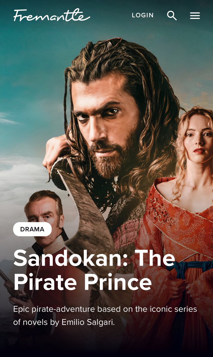 ♦️#Sandokan: The Pirate Prince 

Epic pirate-adventure based on iconic set of novels by Emilio Salgari starring #CanYaman as #Sandokan, Alanah Bloor as  Lady Marianna (Pearl of Labuan), Ed Westwick as  Sir James Brook, Alessandro Preziosi as Yanez and John Jannah as Sergeant