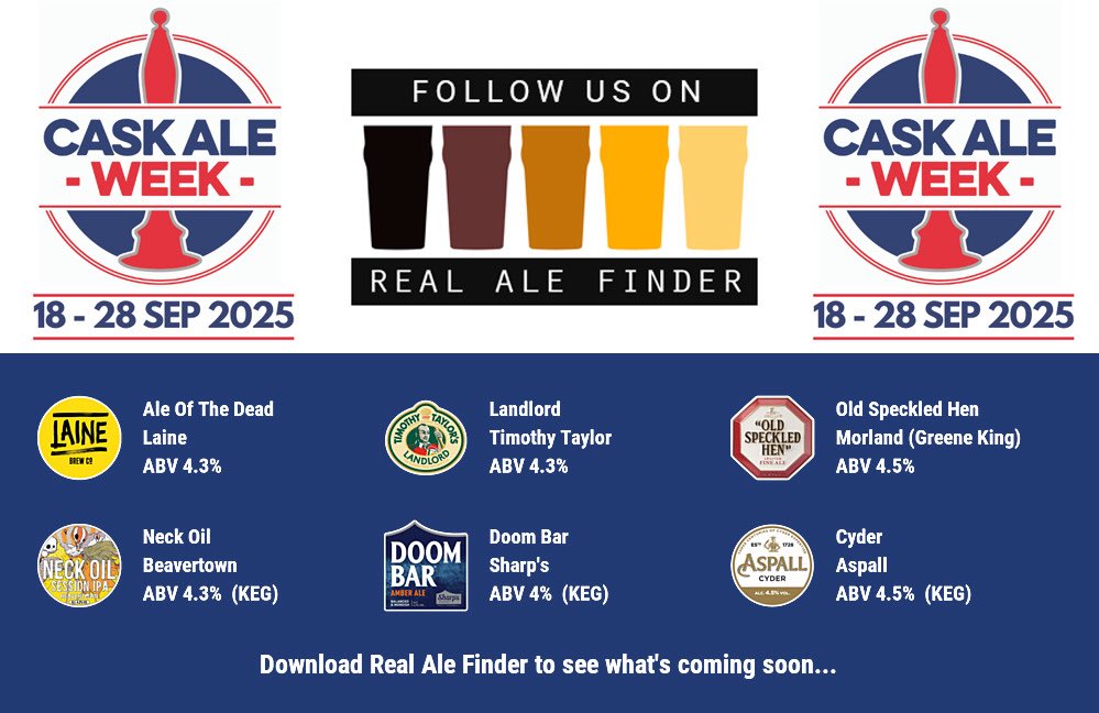 stagwalmer's tweet image. On the bar today!
Beer Board: bit.ly/3iQy4fN
#CaskAleWeek @caskaleweek @LaineBrewCo @TimothyTaylors @greeneking @BeavertownBeer @SharpsBrewery @Aspall 
#RealAleFinder #stagwalmer