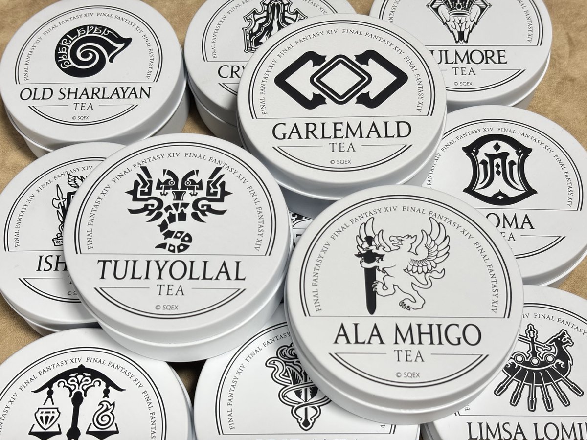 #FF14 × #伊勢丹コラボ 「ティーポンド」🍃
🫖 トライヨラ/ガレマルド/アラミゴ
紅茶とフレーバーティーが届いたニャ🐾

都市ごとの個性ある香りと味わいで
今回のコラボも楽しみしてた！

缶もオシャレだから飾るだけでもイイ( ˶'ᵕ'˶)و