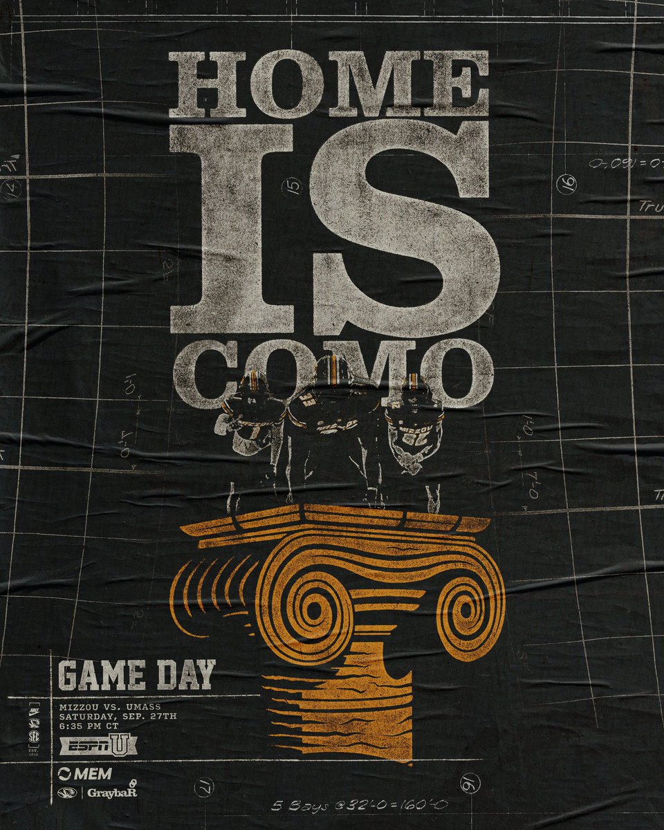 MizzouFootball's tweet image. It’s Homecoming in COMO📍

🆚 UMASS 
🗓️ Saturday, Sept. 27th
⏰ 6:35 p.m. CT
📺 ESPN U

#MIZ | #STP