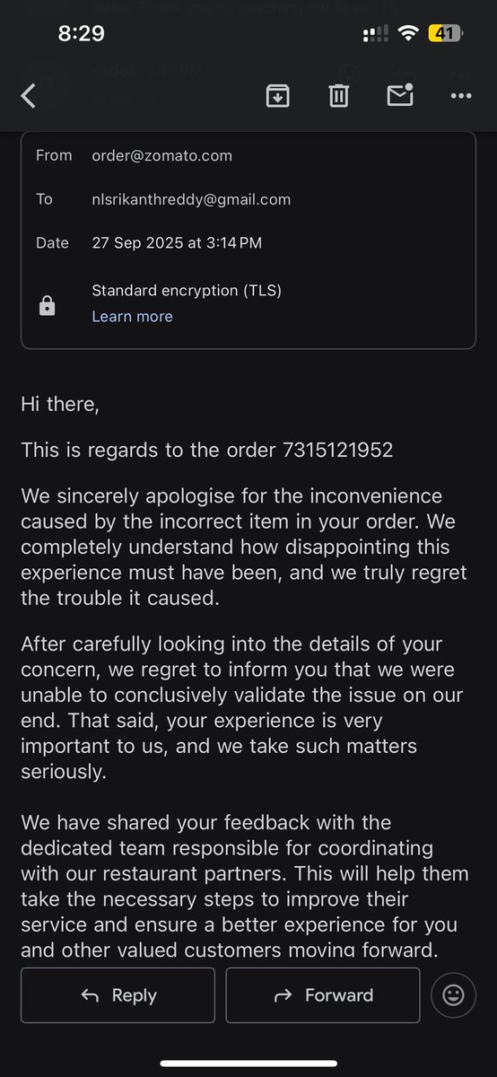 sri2271's tweet image. Pathetic to c such revert from @zomato @zomatocare 
Don’t order from them post 9:00pm any day, even if restaurants send shit, these guys don’t care or act. 
#swigg