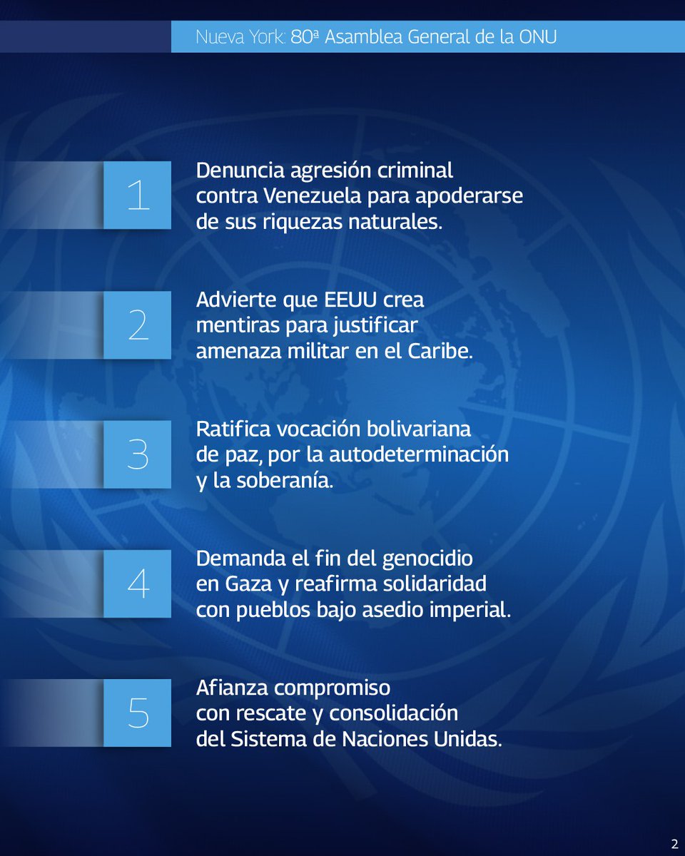 FrancaVianaa's tweet image. Este viernes #26sept, el canciller de Venezuela, Yván Gil, pronunció un contundente discurso en la Asamblea General de la Organización de las Naciones Unidas #ONU, donde denunció las continuas agresiones recibidas por la nación bolivariana durante los últimos años.
#CuidemosLaPaz