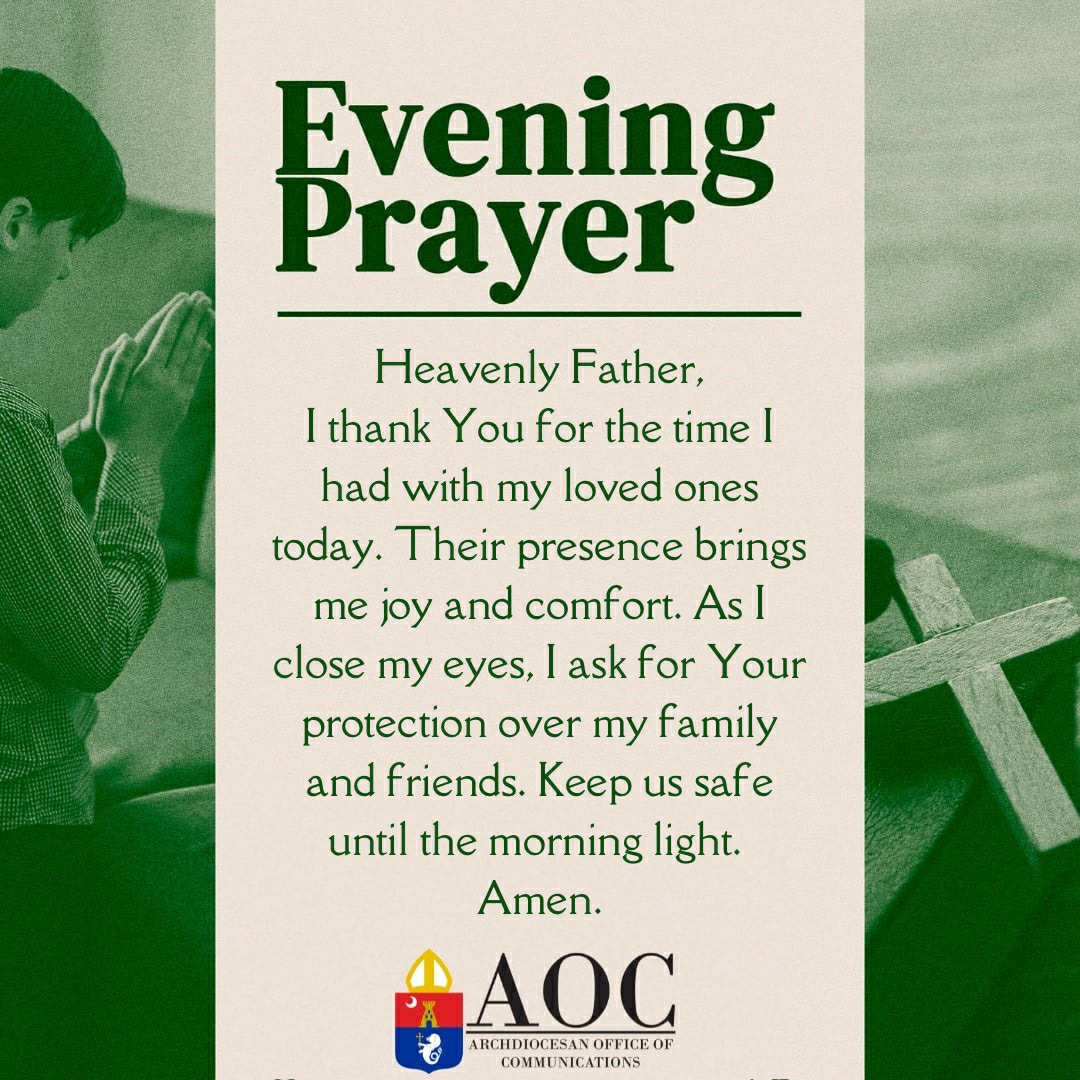 rcamaoc's tweet image. Watch over us as we go to sleep tonight, dear Lord. Amen.

#RCAM #AOC
#ArchdioceseOfManila
#CatholicChurch
#EveningPrayer