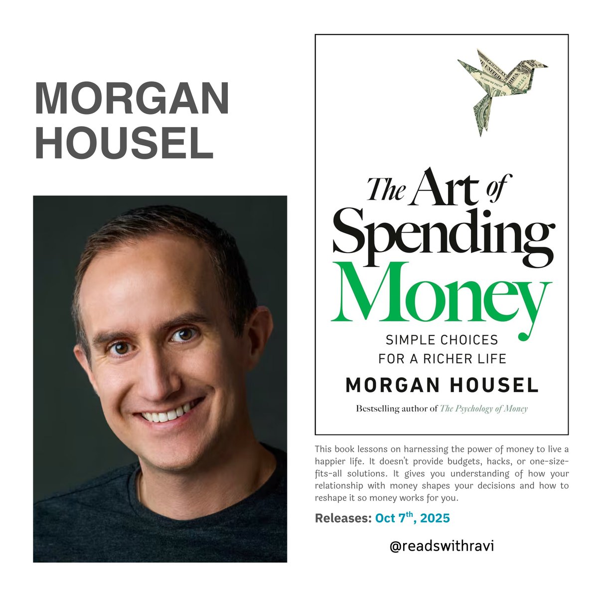 5 Highly Anticipated books releasing in late 2025 to add into your reading list:

1) The Art of Spending Money by Morgan Housel