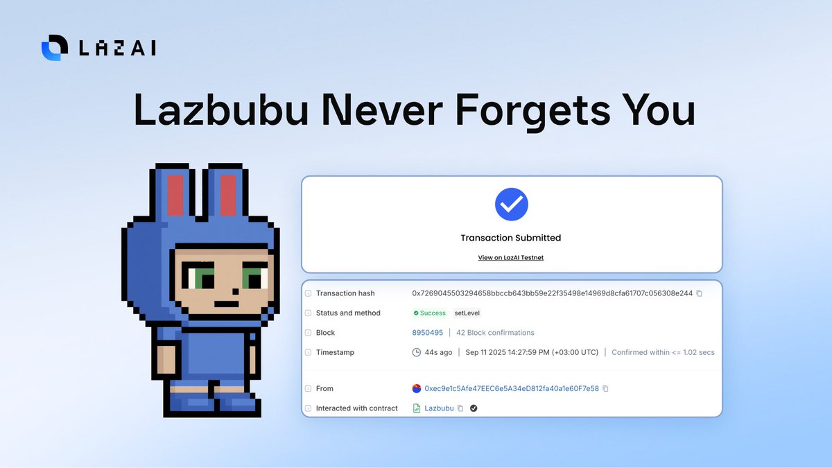 Every message to <a href="/LazbubuAI/">Lazbubu</a> is stored permanently.

So when she calls you by your name, it’s not just memory but proof.

👉 lazpad.fun/exploring-zone