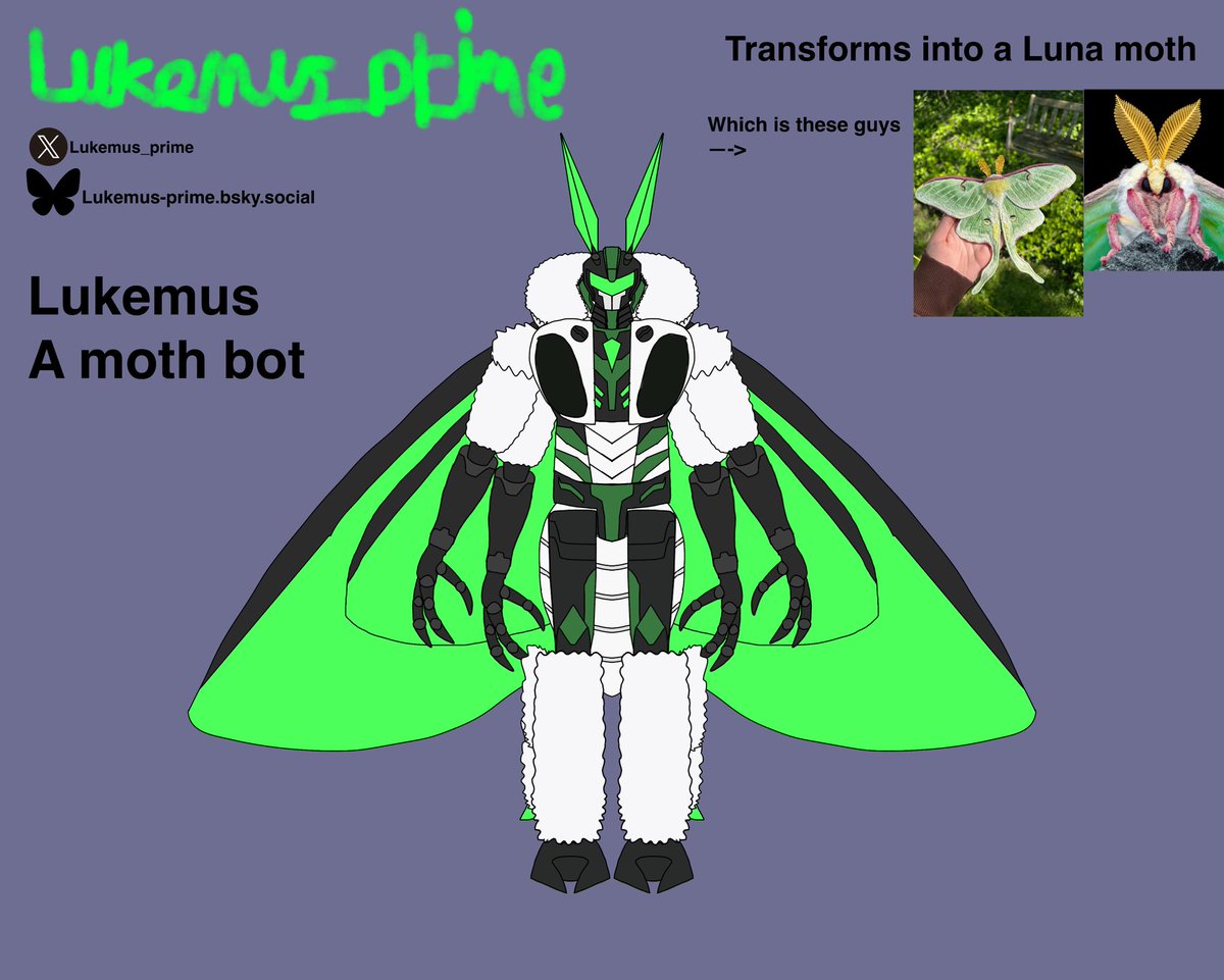 Lukemus_Prime's tweet image. I’ve drawn myself as a transformer. I don’t know why it took me this fucking long to do a moth themed TF
A certain wasp was a heavy inspiration for the general robot design
#art #mothoc #Transformers  #digitalartwork