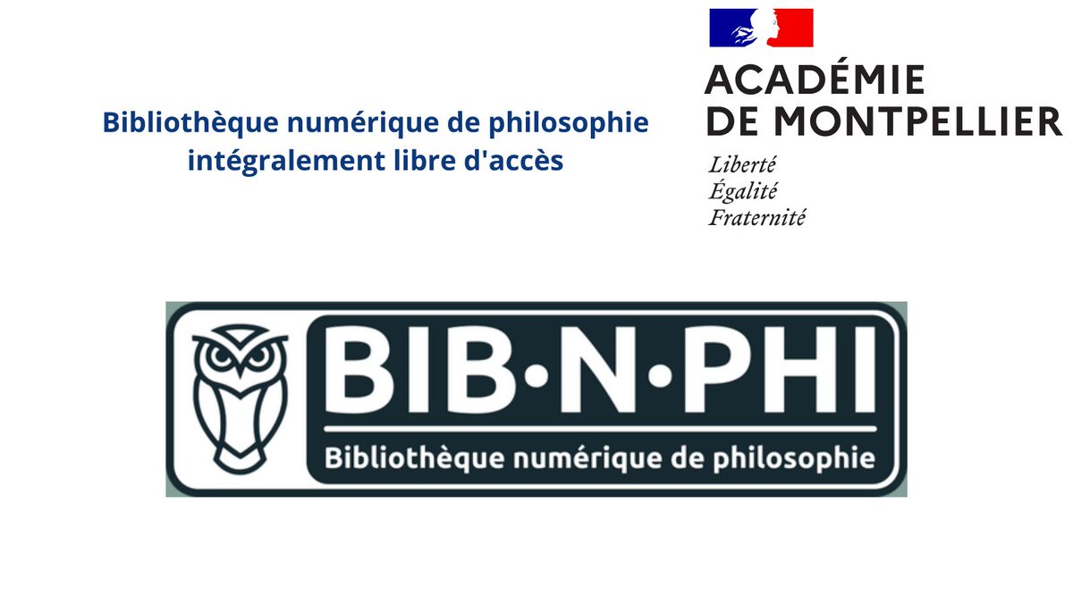 #philosophie <a href="/acmontpellier/">Académie Montpellier</a> 
✅Mise en ligne d'une bibliothèque numérique de philosophie, libre de droit
📚Plus de 300 œuvres en français, de 66 philosophes
🔎Moteur de recherche par œuvre ou par philosophe
🔗pedagogie.ac-montpellier.fr/bibnphi