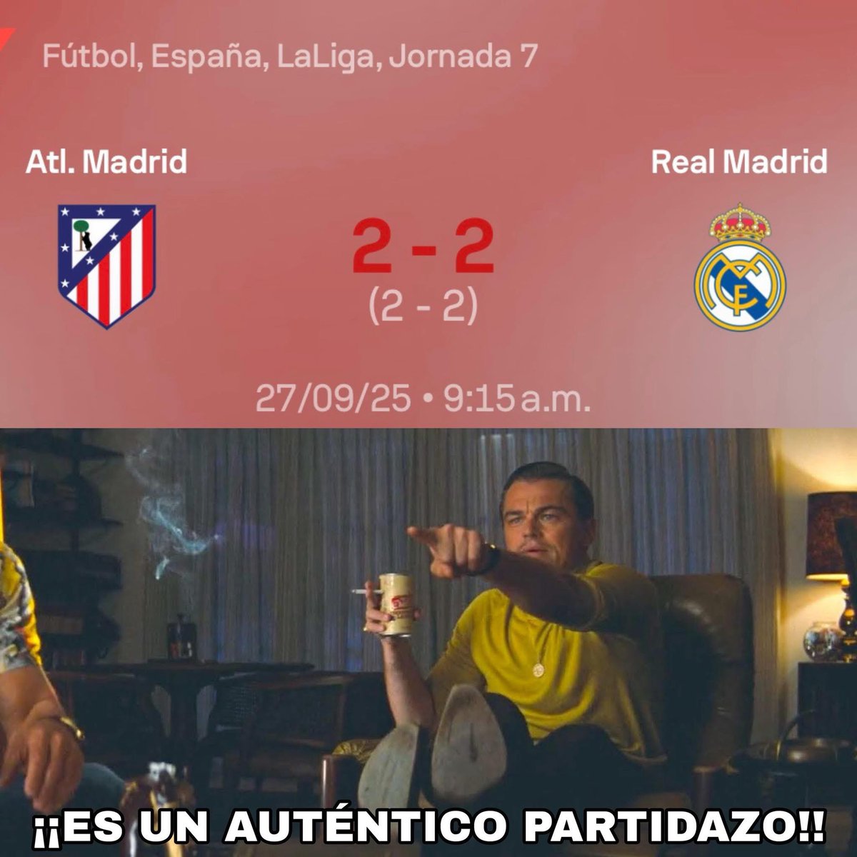 Todos nosotros viendo el primer tiempo entre el Atlético de Madrid y el Real Madrid…