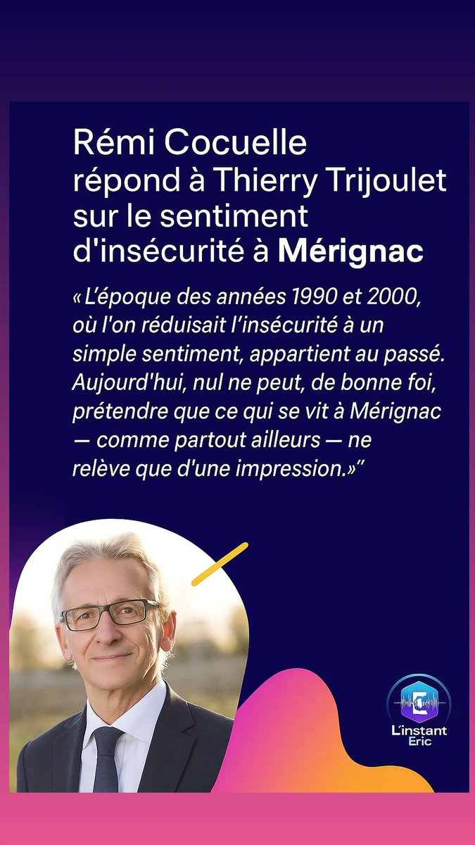 Dans l’interview, <a href="/remicocuelle/">Rémi Cocuelle</a> répond à Thierry Trijoulet sur le sentiment d’insécurité à Mérignac 

L’intégralité de l’interview : youtu.be/EHWxAEwFkHo?si…