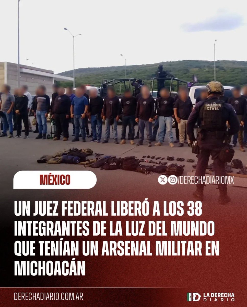 avieu's tweet image. A los de La Luz del Mundo que agarraron en Michoacán con armas y entrenando como milicia… un juez los liberó.

¿Será por sus vínculos con Morena?

El #NuevoPoderJudicial tan “transformador” que ahora hasta las guardias armadas de las sectas religiosas reciben su bendición.