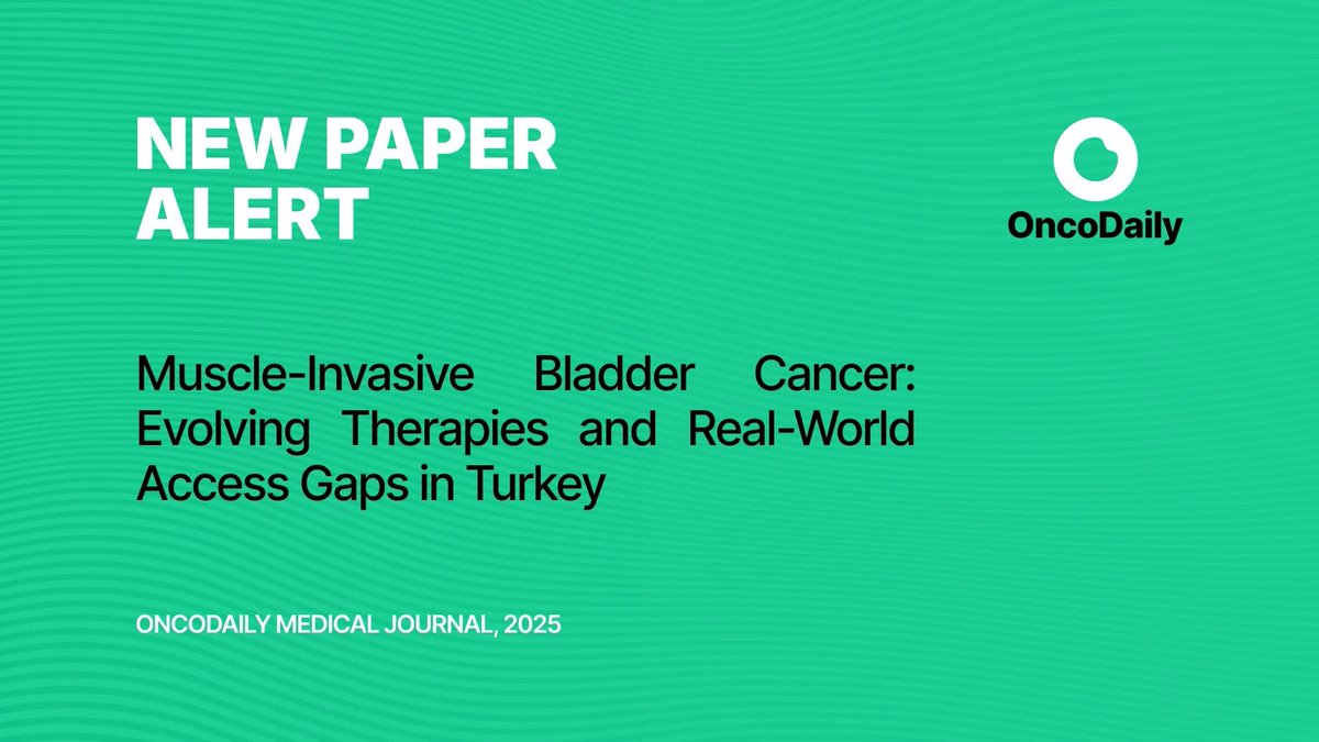 oncodaily's tweet photo. Muscle-Invasive Bladder Cancer: Therapy Advances and Access in Turkey 

Muscle-invasive bladder cancer (MIBC) is one of the most aggressive urologic cancers and the 4th most common cancer in men in Turkey. While immunotherapy, antibody-drug conjugates, and targeted therapies have redefined global standards, access gaps in Turkey-from high drug costs to limited reimbursement-still prevent many patients from benefiting.

This new review by Muharrem Coşkunpınar, Evren Süer, and Yüksel Ürün explores evolving therapies and the real-world challenges of delivering equitable care.

https://t.co/ZVRUXCgIuD 

@mcpinar @DrYukselUrun 

#Cancer #Medicine #Health #Oncology #OncoDaily #BladderCancer #CancerResearch #CancerTreatment #MedX #MedNews #MedEd