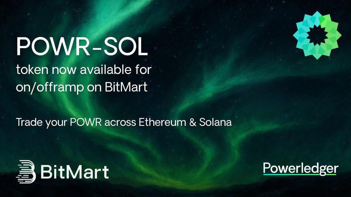 BIG NEWS: <a href="/Powerledger_io/">Powerledger</a>’s POWR-Solana token is now available on <a href="/BitMartExchange/">BitMart</a>. POWR holders can easily trade, on-ramp, and off-ramp across both major ecosystems: Ethereum and Solana.

Powerledger has been DePINing since 2016, building blockchain-enabled energy solutions to