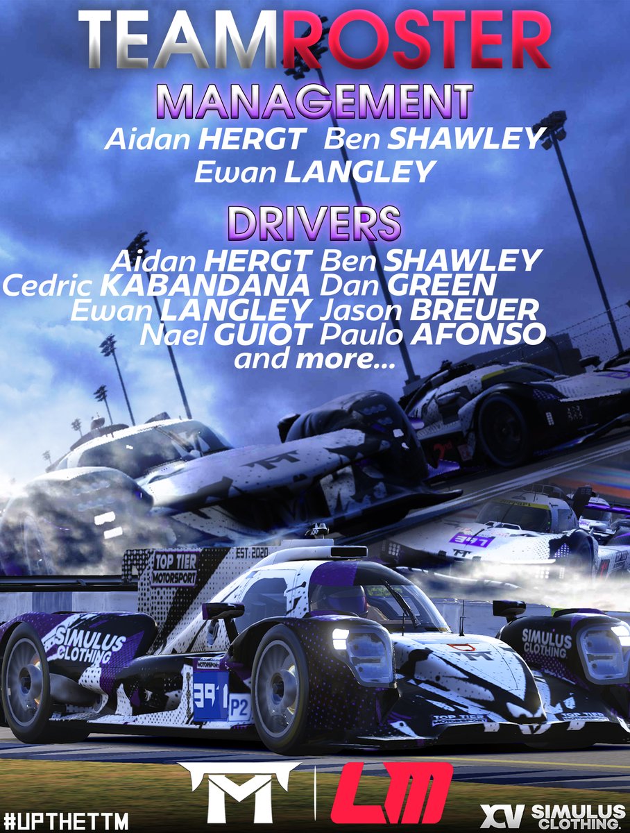 TTMEsports's tweet photo. 𝗟𝗘 𝗠𝗔𝗡𝗦 𝗨𝗟𝗧𝗜𝗠𝗔𝗧𝗘 𝗜𝗦 𝗛𝗘𝗥𝗘

For the first time in Top Tier Motorsport's history, we're entering the Le Mans Ultimate scene with a roster of experienced racers.

Led by @TTM_Aidan, @minadi2slow and @Zeyy44_, we'll be on track in the Fuji 6-hour next weekend 👊. https://t.co/RyBUEeeYkq