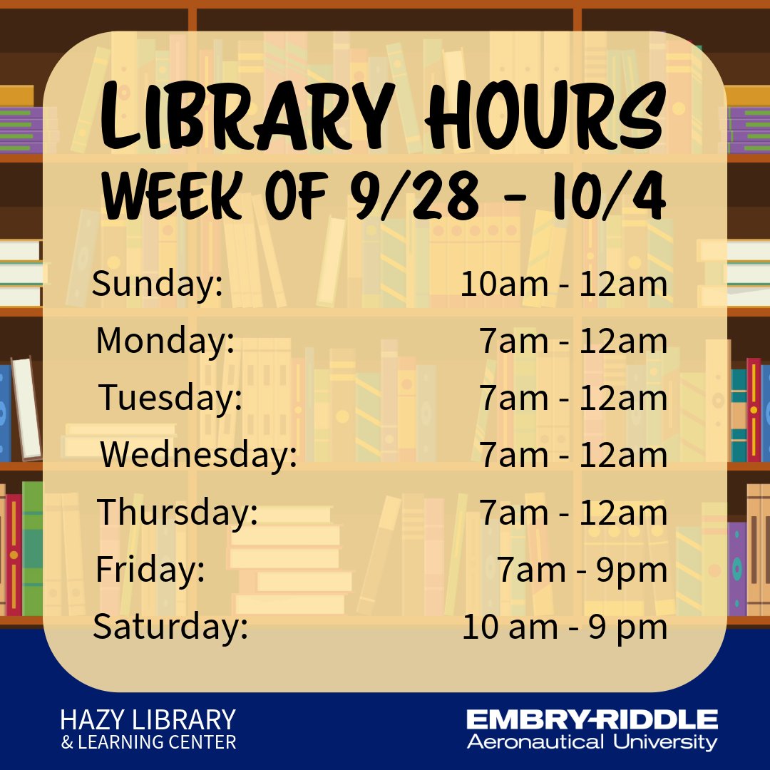hazylibrary's tweet image. 📅Here are your Hazy Library Hours from September 28 - October 4. Hope to see you here! #HazyLibrary