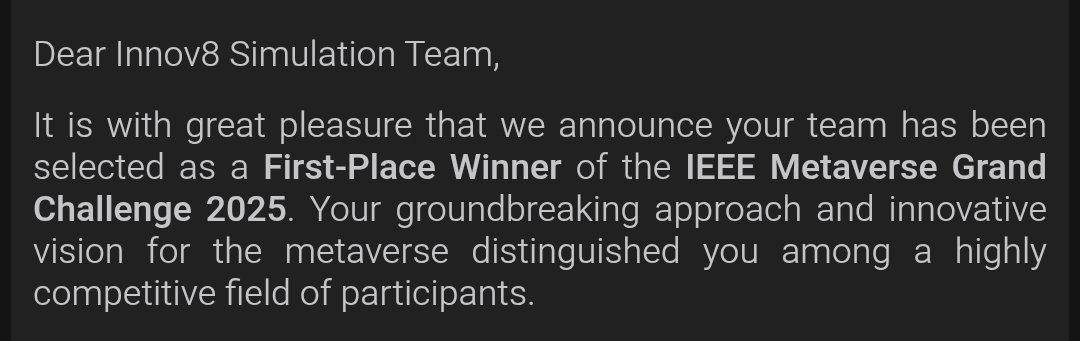 TimUkwueze's tweet photo. 1st place 🏆 in the @IEEEmetaverse Grand Challenge... Amazing achievement for me and my team @Innov8Hub https://t.co/snhiL5Oe3F